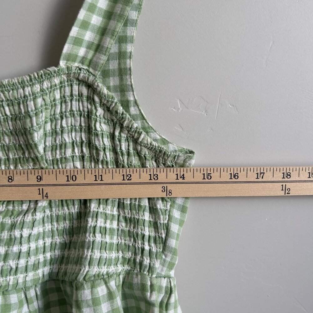 American Eagle 2 Piece Crop Top Flowy Pants Large Green Lined Gingham Hippie - Picture 6 of 16